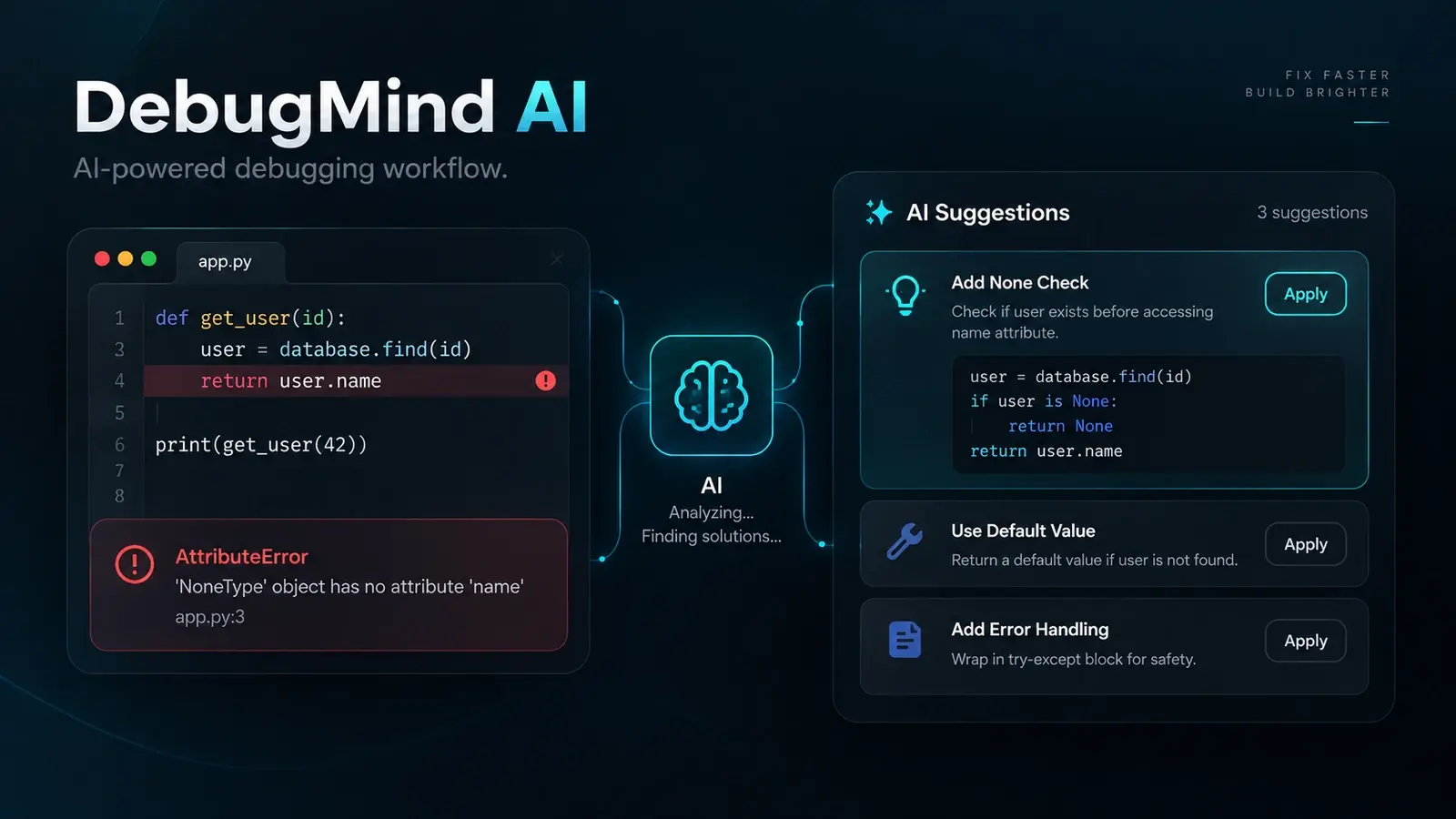 DebugMind AI — AI-Powered Debugging Platform project interface